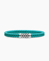 Chevron Bracelet in Turquoise Rubber with Sterling Silver, 6mm
